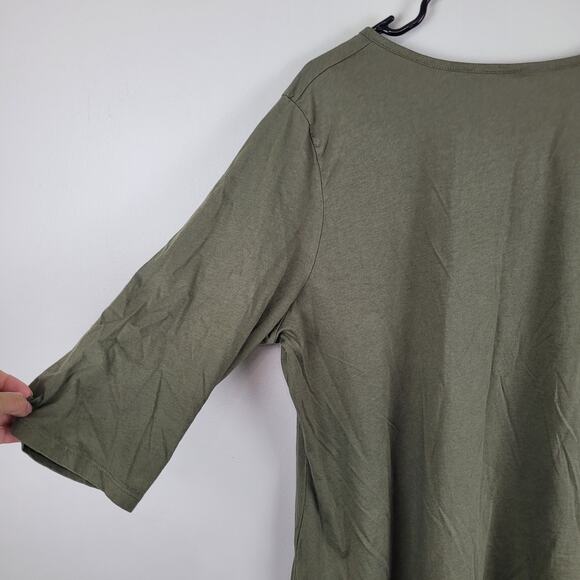Cacique Womens Plus 22/24 Long Sleeve Top Olive Green Basic Tee VGUC - Picture 5 of 6